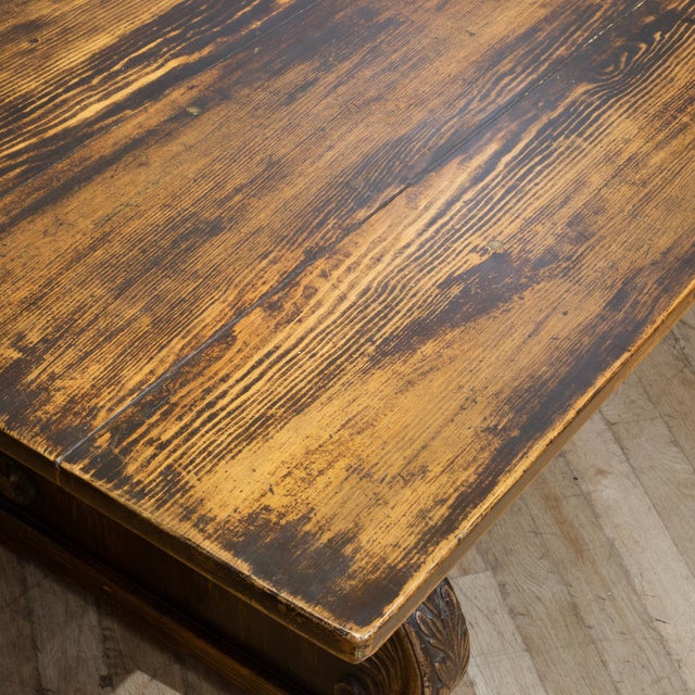 Wood 19th C. Trestle Dining Table c.1880-1900 For Sale - Image 7 of 11