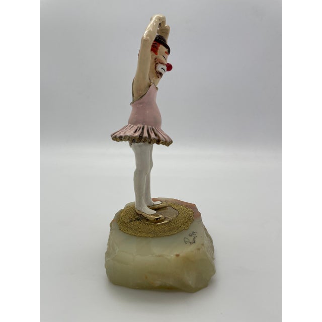 1980s Vintage Ron Lee Ballerina Clown Sculpture on Natural Onyx Base, Signed 1984 For Sale - Image 5 of 12