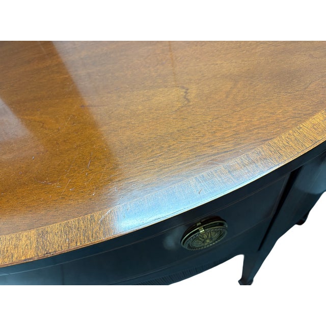 Late 20th Century Baker Furniture Federal Style Inlaid Mahogany Demilune Sideboard Buffet For Sale - Image 10 of 18