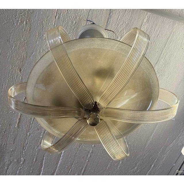 Art Deco Glass Chandelier attributed to Kamenický Šenov, 1930s For Sale - Image 4 of 7