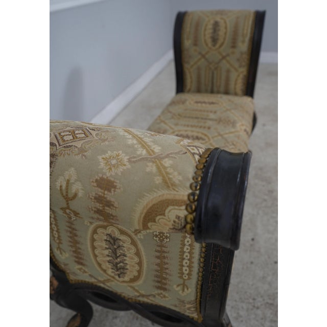 Black Italian Style Black Crackle Finish Window Bench For Sale - Image 8 of 13