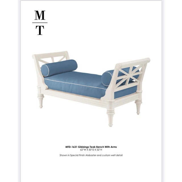 Michael Taylor Michael Taylor White Marine Lacquer Teak Gibbings Bench For Sale - Image 4 of 4