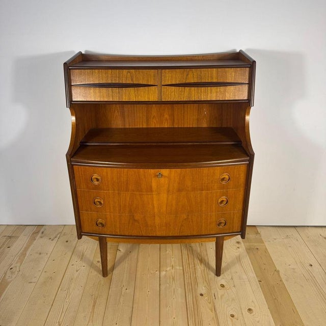 Brown Danish Teak Cabinet with Drawers and Pull-Out Desk, 1960 For Sale - Image 8 of 14