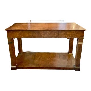 Vintage Baker Empire Style Burl-Wood Console For Sale