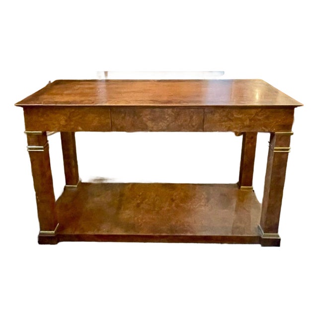 Vintage Baker Empire Style Burl-Wood Console For Sale
