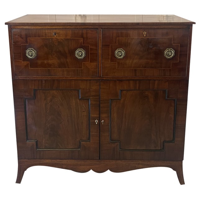 Antique George III Figured Mahogany Double Secretaire Desk, 1800 For Sale