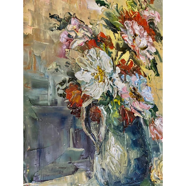 Green Flowers Bouquet, Spain, 1960, Canvas, Framed For Sale - Image 8 of 9