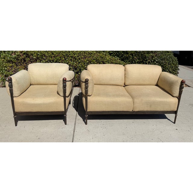 Rare vintage garden furniture attributed to Michael Taylor’s “Montecito” outdoor collection (unmarked). The deep,...