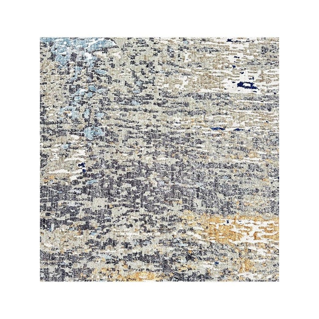 Exact Size: 2'5" x 20'3" Color: Blue Age: New Materials: Wool, Bamboo Silk Construction: Hand Knotted Origin: India