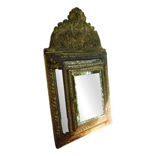 Mirror Cabinet in Embossed Brass, 1950s For Sale