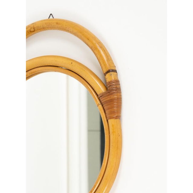 Mid-Century Bamboo and Rattan Round Wall Mirror, Italy, 1970s For Sale - Image 10 of 12