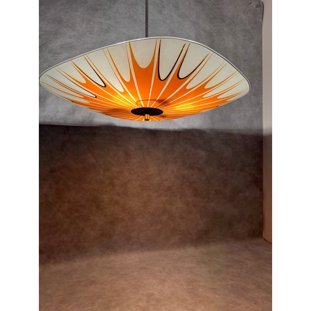 Glass Ceiling Lamp with Orange Radiating Decor from Napako, 1970s For Sale - Image 7 of 10
