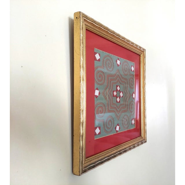 1980s Framed Hmong Reverse Applique Quilt Block For Sale - Image 4 of 8