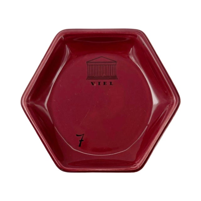 Vintage Viel Maroon Red Ceramic French Ashtray For Sale - Image 9 of 9
