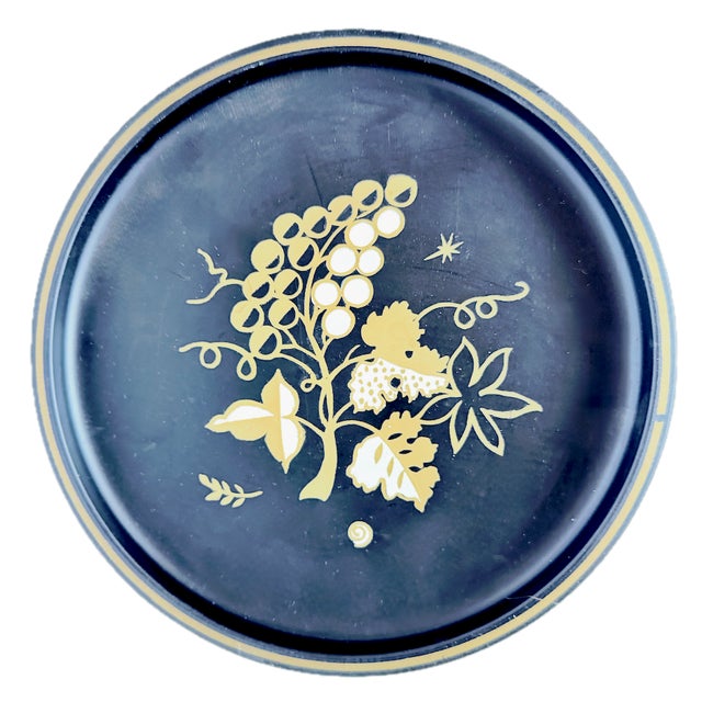 Mid 20th Century Vintage Set Midcentury Stylized Fruit Tole Trays For Sale - Image 5 of 10