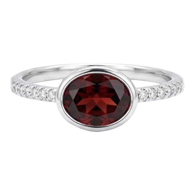 Garnet Cubic Zirconia Ring in 925 Sterling Silver, Wedding Engagement Dainty Minimal Ring Us 7 For Sale