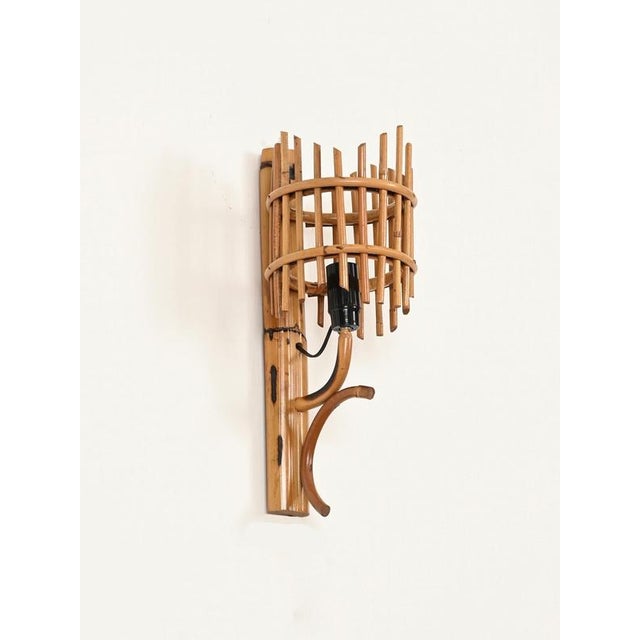 Brown Mid-Century Modern Rattan Lantern Sconces by Louis Sognot, France, 1960s, Set of 2 For Sale - Image 8 of 13