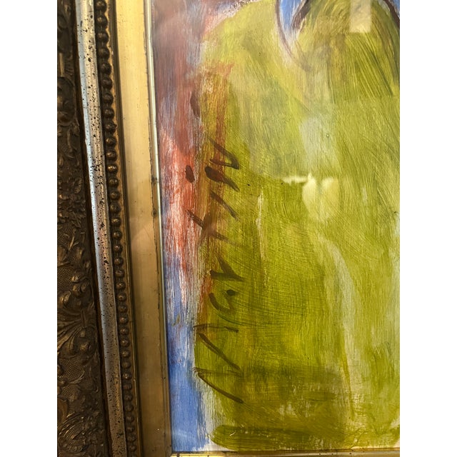 Acrylic on Panel Portrait of Woman in a 40's-50's Style For Sale In Houston - Image 6 of 7