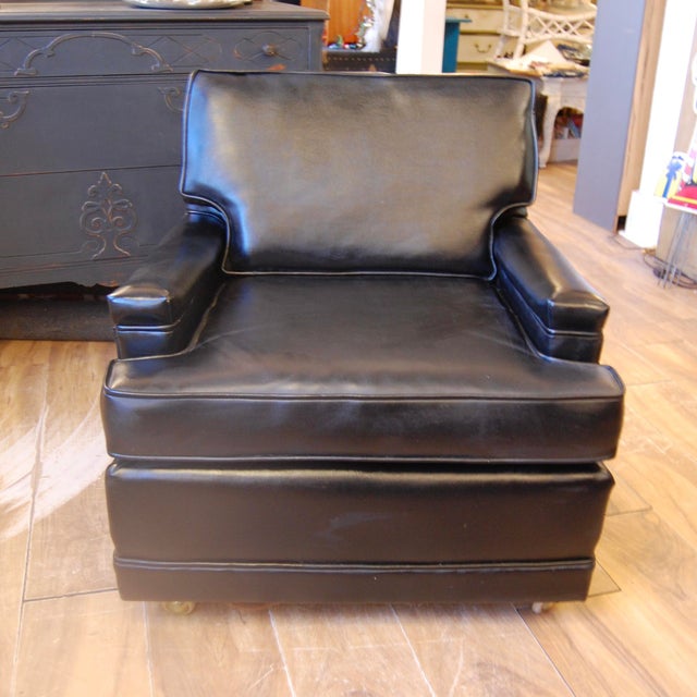 MidCentury Black Vinyl Club Chair Chairish