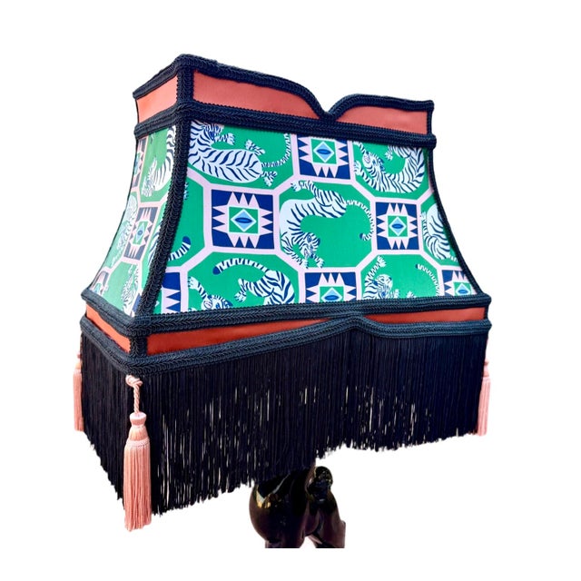 1960s Eclectic Vintage Refinished 1960's Tiger Lampshade Bohemian Regency For Sale - Image 5 of 6