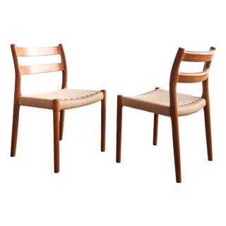 Vintage Model 84 Teak Dining Chairs by Niels O. Møller for J.L. Moller, Set of 2 For Sale