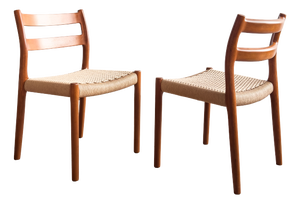 Vintage Model 84 Teak Dining Chairs by Niels O. Møller for J.L. Moller, Set of 2