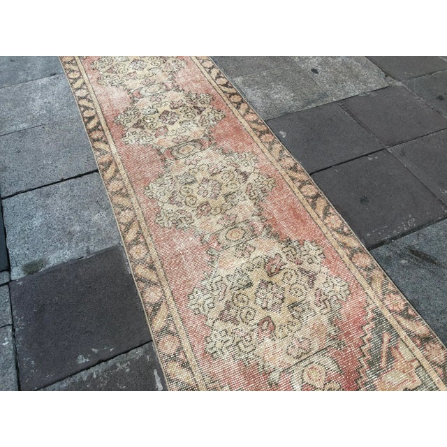 Turkish 1960s Turkish Oushak Hallway Runner Rug For Sale - Image 3 of 11