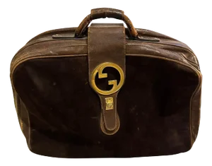 1970s Vintage Gucci Brown Leather and Suede Travel Bag