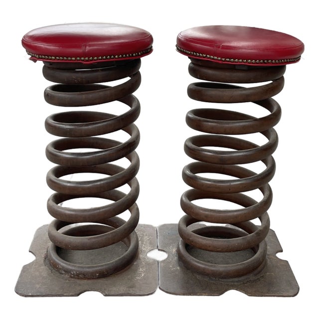 Pair of Industrial Springs Stools For Sale