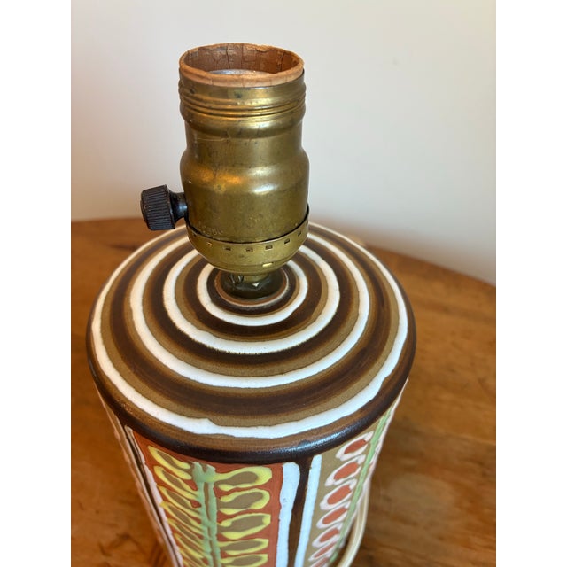 Mid-Century Modern Brutalist Studio Stoneware Pottery Table Lamp Scandinavian 1970’s For Sale - Image 6 of 11
