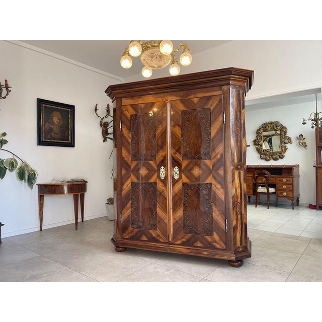Wood Baroque Hall Cupboard, 1700s For Sale - Image 7 of 18