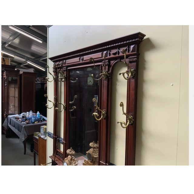 Brown Antique Art Nouveau Walnut Wardrobe, 1900 For Sale - Image 8 of 11