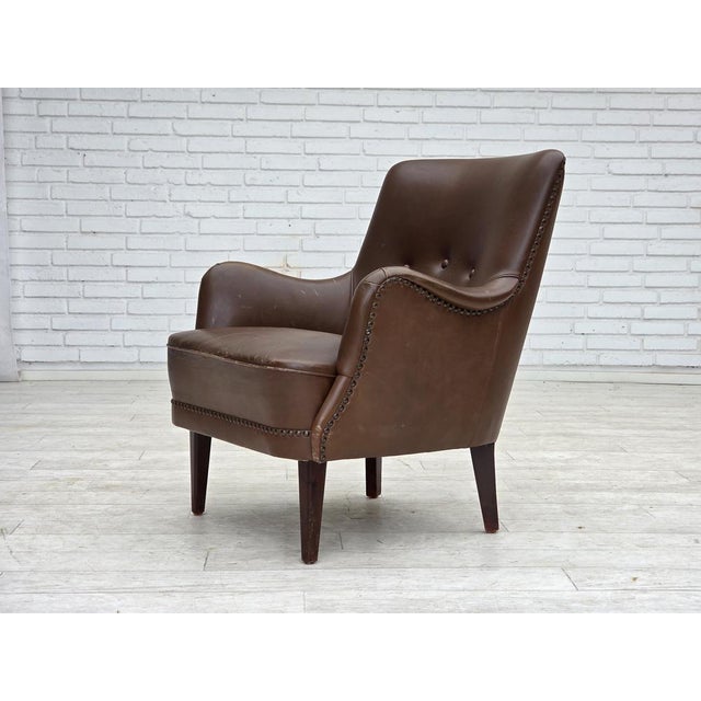 Vintage Danish Lounge Chair in Furniture Leather, 1960s For Sale - Image 14 of 18