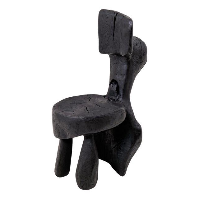 Brutalist Sculptural Chair in Carved Wood by Logniture For Sale