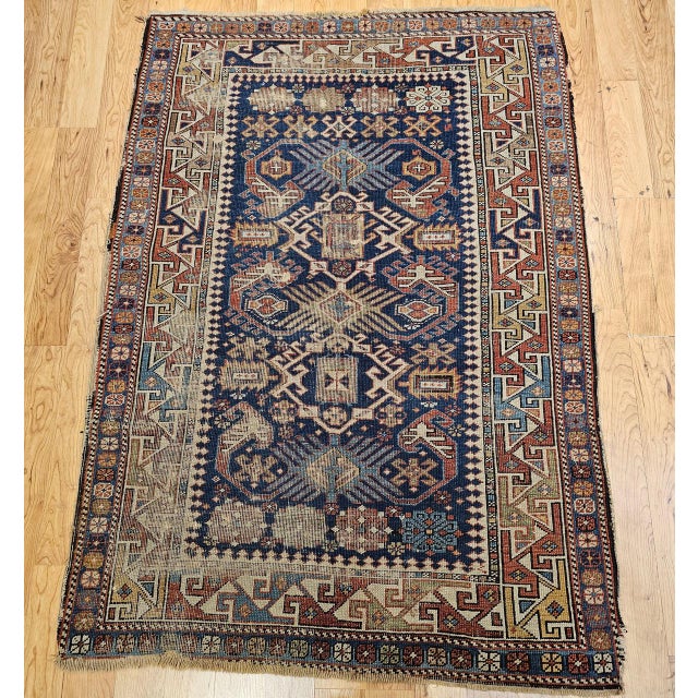 Antique Caucasian Shirvan Area Rug, Handwoven Wool, Allover Geometric Pattern, 1890s, 4' x 6' For Sale - Image 10 of 18