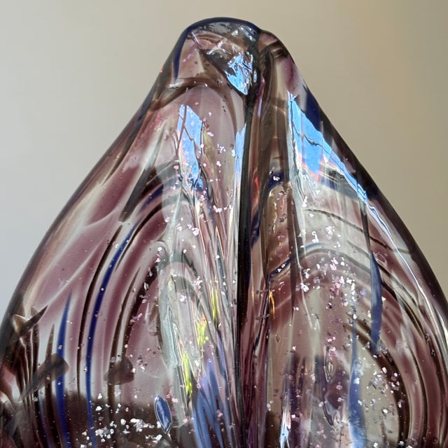 Vintage Murano Hand-Blown Italian Art Glass Flower Sculpture For Sale - Image 11 of 17