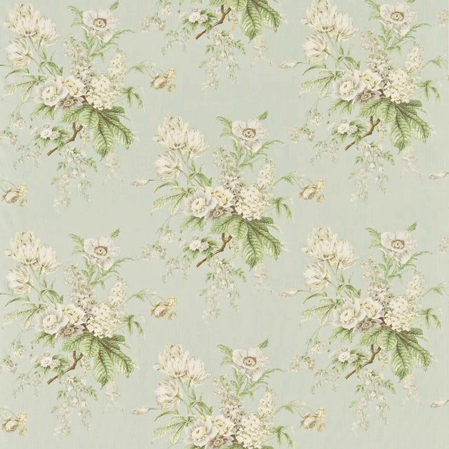 Sanderson Tournier Fabric in Silver/ Eggshell - a Sample For Sale