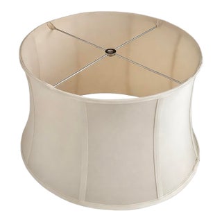 Stupendous Mid-Century Neutral Fabric Lamp Shade, Large Scale With Curved Silhouette For Sale