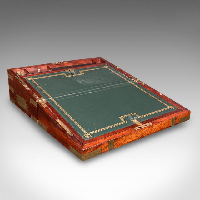 Antique Campaign Writing Slope, English Correspondence Box, Book Rest, Victorian For Sale - Image 4 of 12