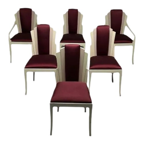 Vladimir Kagan Mid-Century Modern, Six Eva Dining Chairs, Lacquer