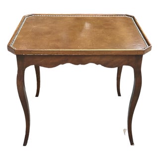 Antique Leather Top Louis XV Style Game Table For Sale