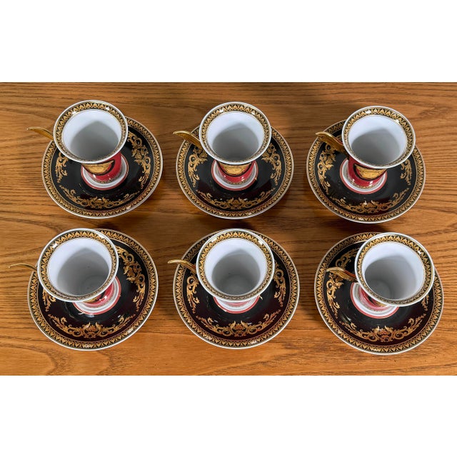 Baroque Versace Medusa Red Espresso Cups and Saucers - Set of 6 For Sale - Image 11 of 16