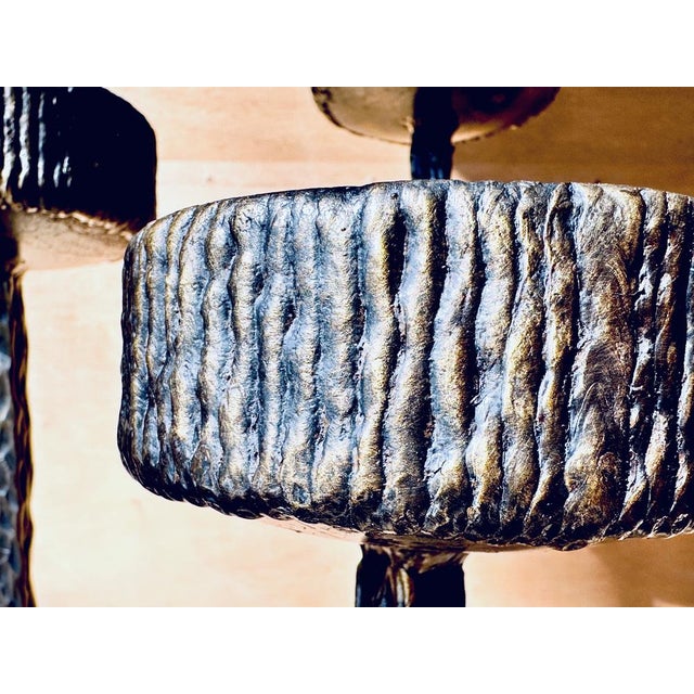 Large Brutalist Metal Art Candleholder in Hammered and Wrought Iron with Bronze-Plated Finish, Germany, 1960s For Sale - Image 9 of 16