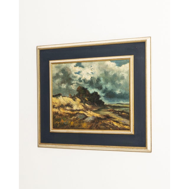 Mid 20th Century Belgium Charcoal Canvas Painting For Sale - Image 13 of 15