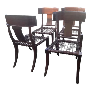 Modern Mid Century Klismos Style Walnut Dining Chairs -Set of 4
