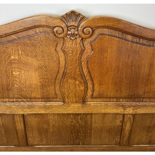Vintage Louis XVI French Double Bed Frame in Oak For Sale - Image 9 of 13