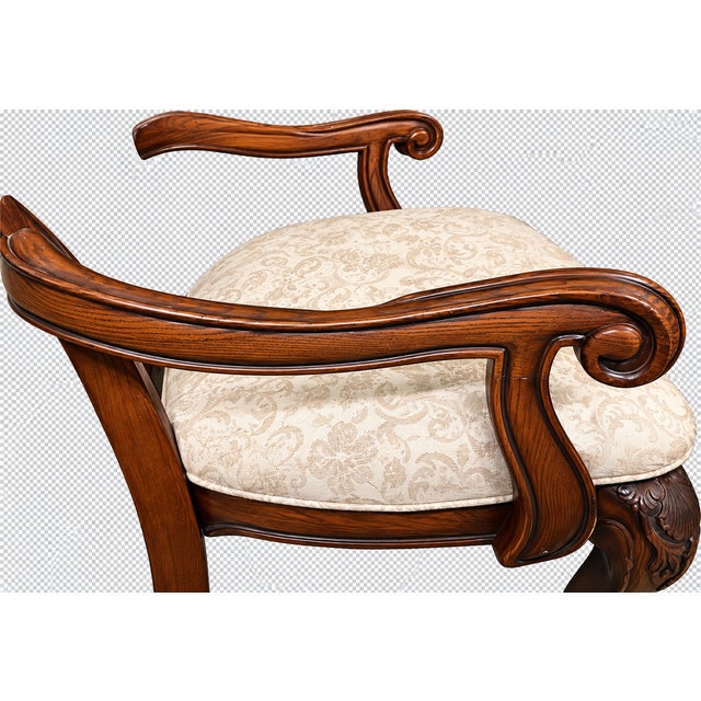Wood Matching Pair of Original American Drew Grand Revival-Russet Splat-Back Arm Chairs, Model 132-637. For Sale - Image 7 of 12