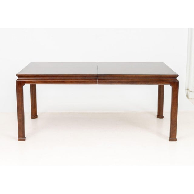 Henredon Mahogany and Elm Extending Dining Table, with two extension leaves, marked to underside. 30" H x 69.5" W x 42" D;...