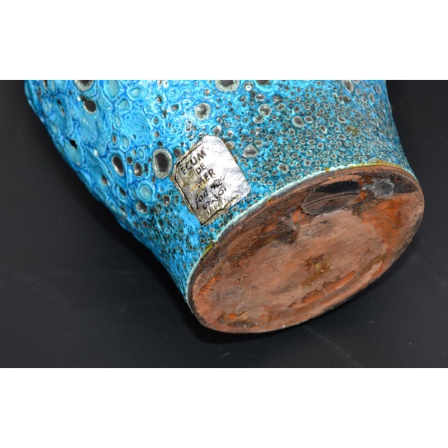 Vallaurice France Turquoise Glaze Ceramic Table Lamp Pottery Folk Art French For Sale - Image 10 of 13