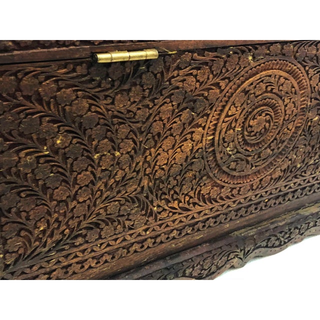Indian Hand-Carved Wooden Box, 1930s For Sale - Image 10 of 18